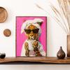 Colorful Leopard Drinking Coffee Maximalist Posters Vivid Morning Canvas Painting Wall Art Print Pictures for Kitchen Home Decor