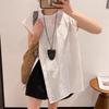 White Design Short-sleeved Irregular Shirt Blouse New Women's 16-year Summer Split-ended Blouse