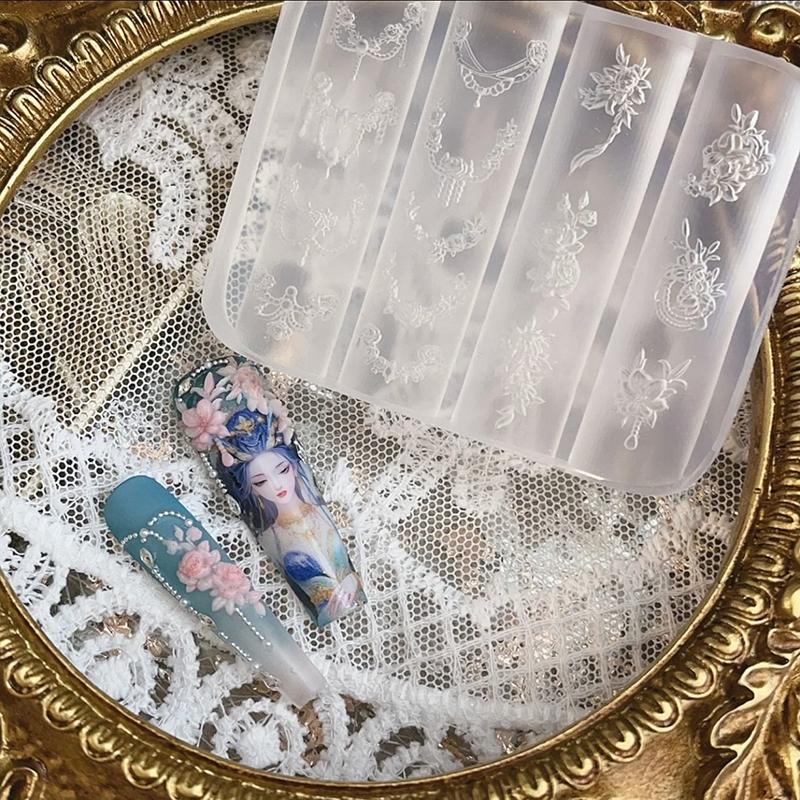 Clear Silicone Nail Flower Chains Carving Bow Mold Nail Decorations Nails Diy Design Stereoscopic Stamping Plate Manicure Tools
