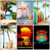 Beach Metal Tin Sign, Vintage Summer Beach Plates, Relax Wall Sign, Pool Tiki Bar Pub Seaside Ocean, Happy Place, Decor WY161