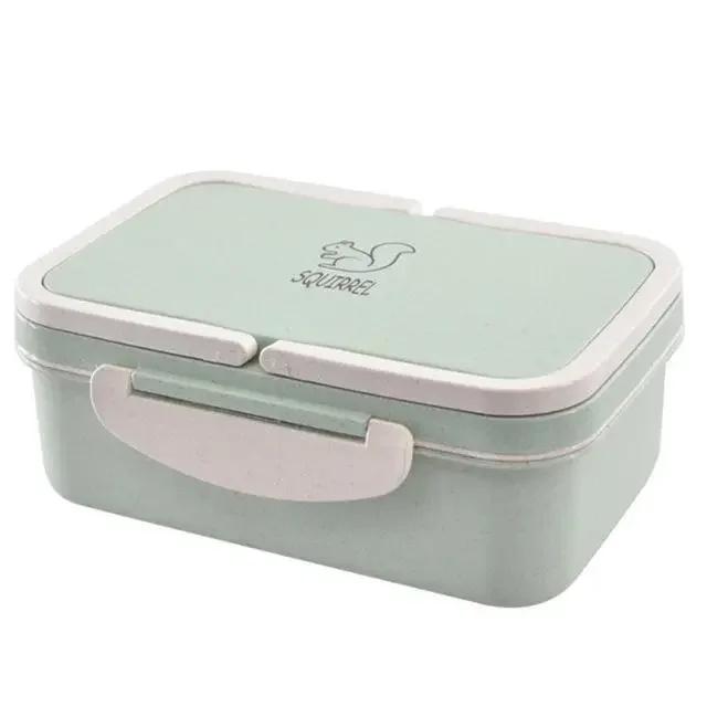 

New Picnic, Camping, Student Lunch and Dinner Food Storage Container - Portable Wheat Straw Bento Lunch Boxes for Microwave зелёный