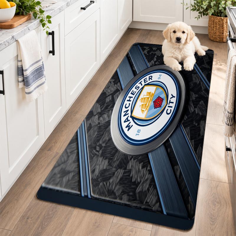 Flannel Kitchen Mat Manchester City Soft Area Rug Non Slip Floor Carpet Home Decoration