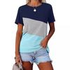 Women's Summer Color Matching Top Casual Short Sleeve Crew Neck T-Shirt