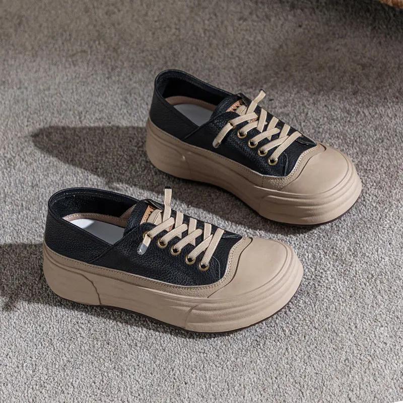 Fujin 3.5cm Cow Genuine Leather Comfy Luxury Shallow Flats Spring Ladies Soft Soled Moccasin Ethnic Woman Elegance Rubber Shoes