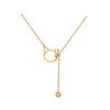 Titanium Steel Cat Tassel Minimalist Wind Stove Real Gold Necklace Female Collarbone Chain Accessories