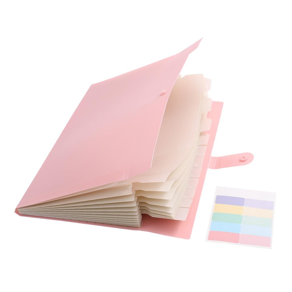 A4 Macaron-Colored PP Accordion Folder Solid-Color Cross-Border 12-Compartment Classified Document Holder Student Exam Paper