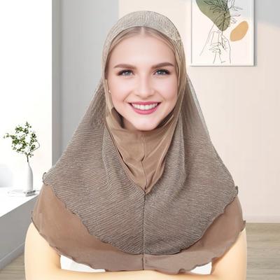 Yousheng Women Headscarf Hat Lightweight Breathable Soft Crystalline Golden Wire Design Head Wrap Color-blocked Turban Hat