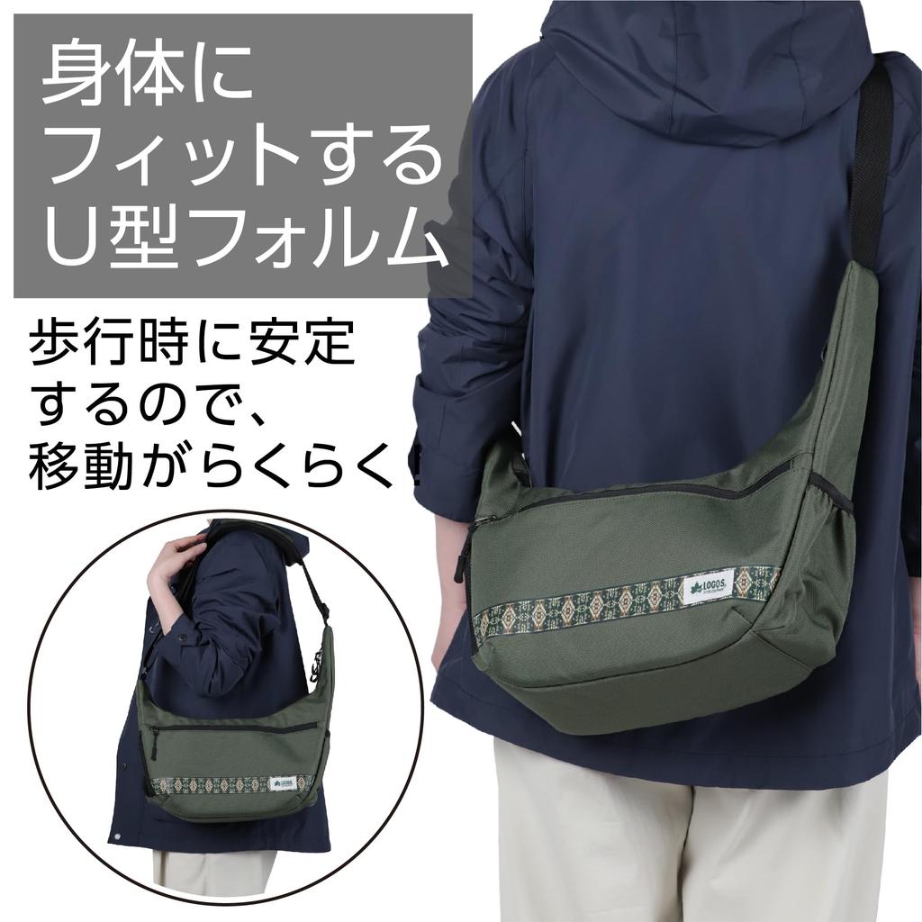 [Amazon.co.jp Exclusive] Kenko Shoulder Bag, LOGOS Sling Bag, Green, M-GR, Made with Recycled PET, Product Number: 574171