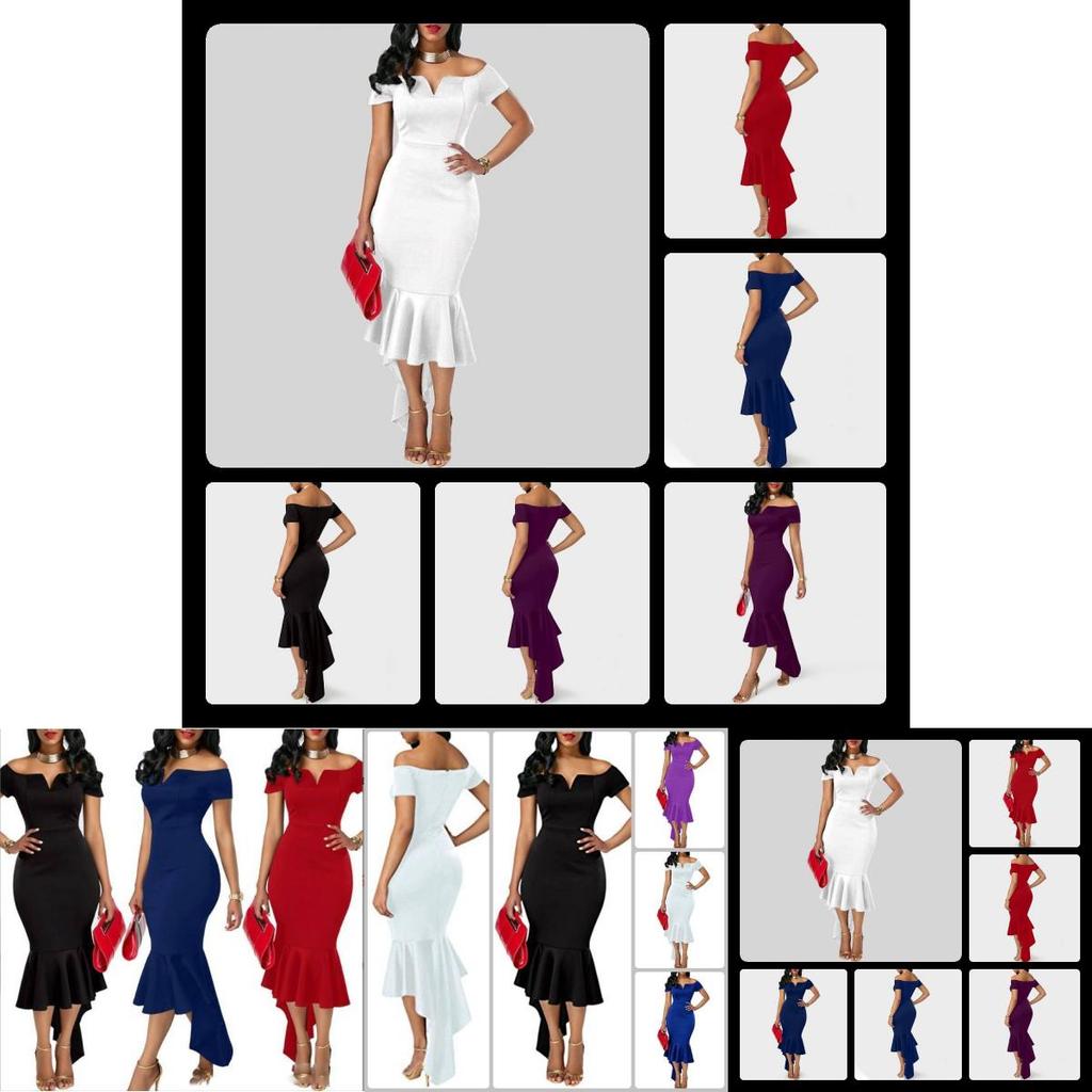 Elegant 2023 Autumn Fashion Women's V Neck Off Shoulder Short Sleeve A Line Dress