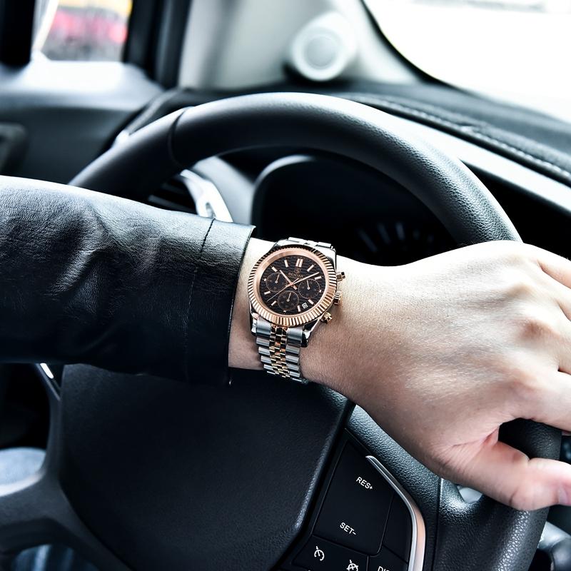 BENYAR Mens Watches Top Brand Luxury Stainless Steel Waterproof Quartz Watch Men Fashion Casual Sport