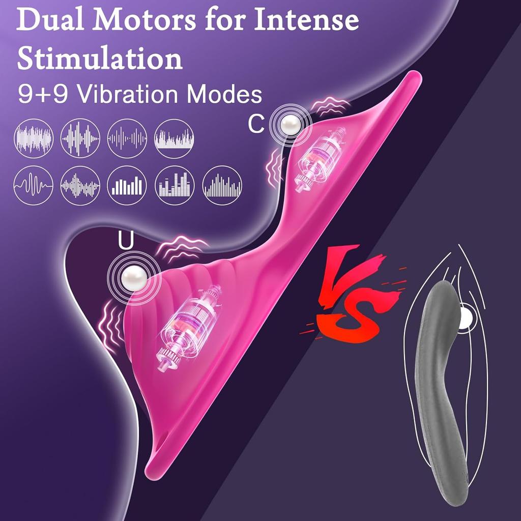 APP Fjernkontroll Vibrator Klitoralstimulator Butterfly Sitter Kvinne Sexleketøy 9 Vibrasjonsmodus Dual Motor Bærbar Klitoral Vibrator Sexleketøy for voksne