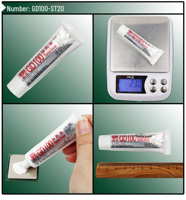 GD100 High Conductivity Thermal Paste CPU/LED Heatsink, Silicone, 20/30g Tube