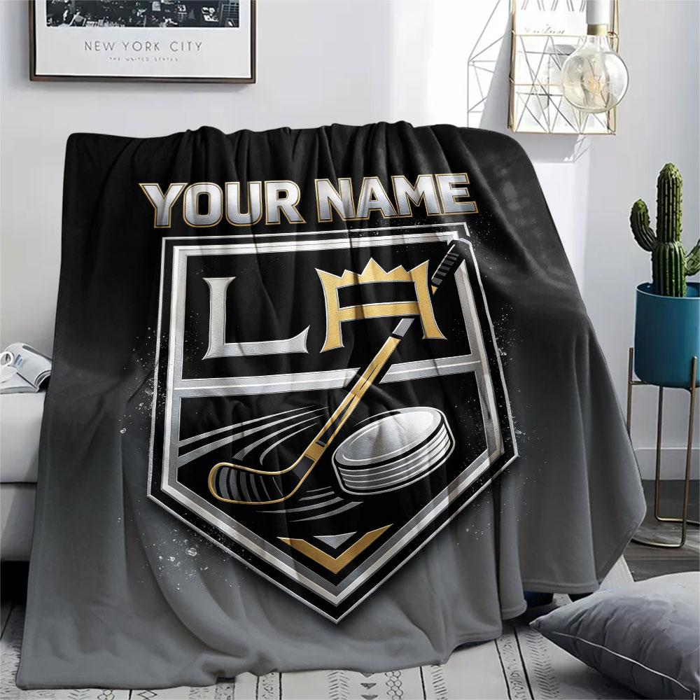Custom Name,Los Angeles Kings Printed Flannel Blanket, Soft Throw for Bedroom Sofa, Washable, Christmas Present, Great Gift.