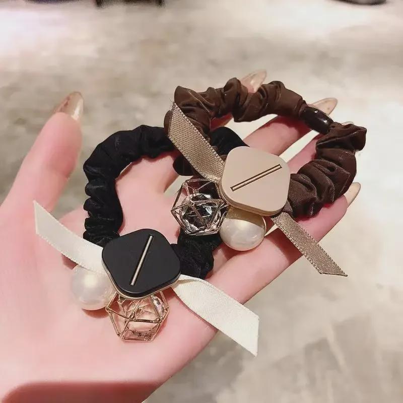 High-Grade Pearl Bow Hair Rope: Japanese & Korean Style Large Intestine Elastic Headband