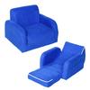 2 In 1 Kids Armchair Sofa Bed Fold Out Padded Wood Frame Bedroom Blue