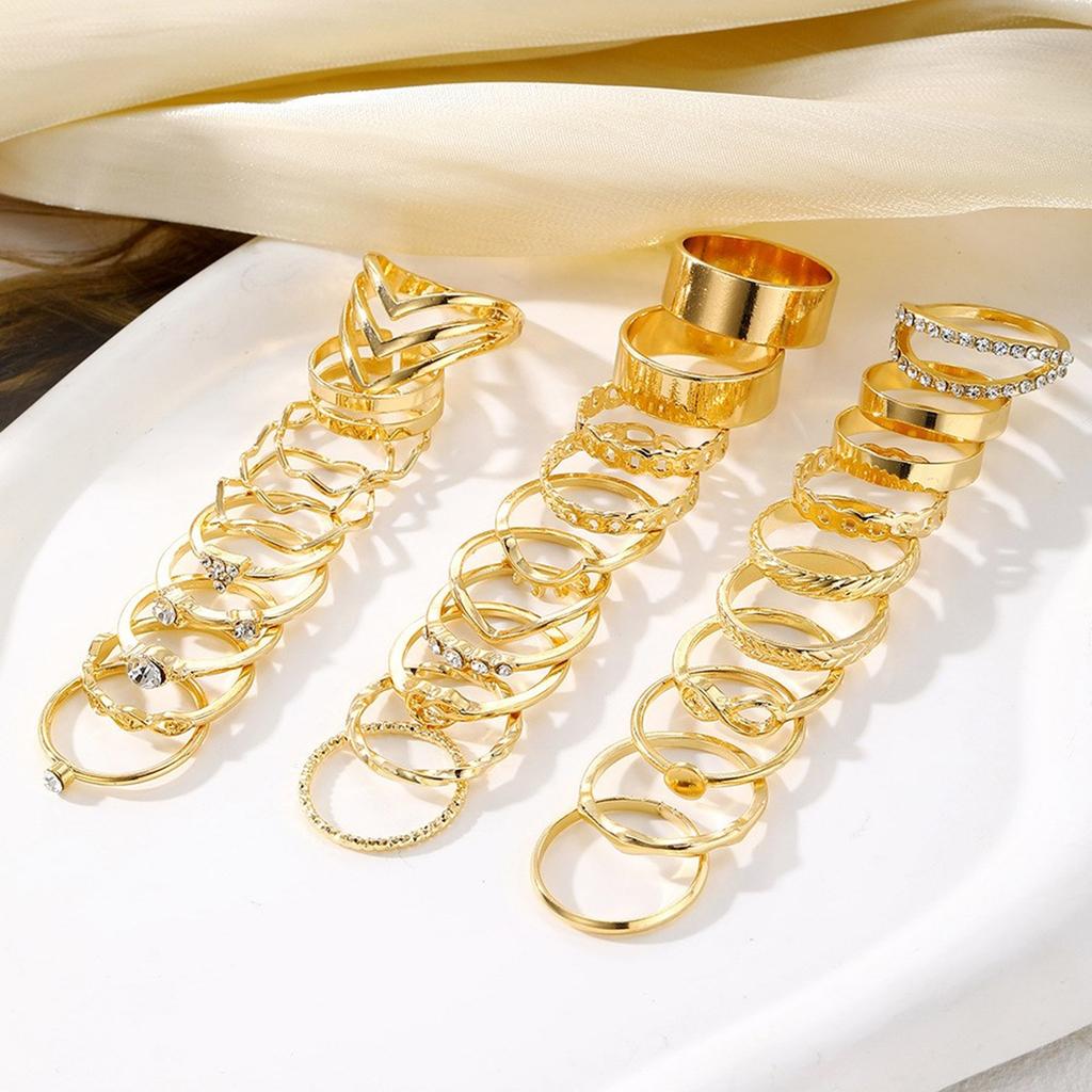 Silver/Gold Color Rings Set Elegant Stacking Geometric Finger Rings Jewelry for Women Daily Outfits Party Accessories