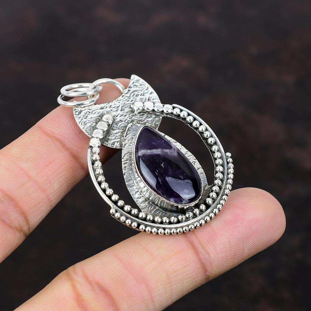 Chevron Amethyst Pendant Handmade Boho Style Jewelry 925 Sterling Silver Pendant Original Gemstone Jewelry Gift For Bridal Wonderful Pendant