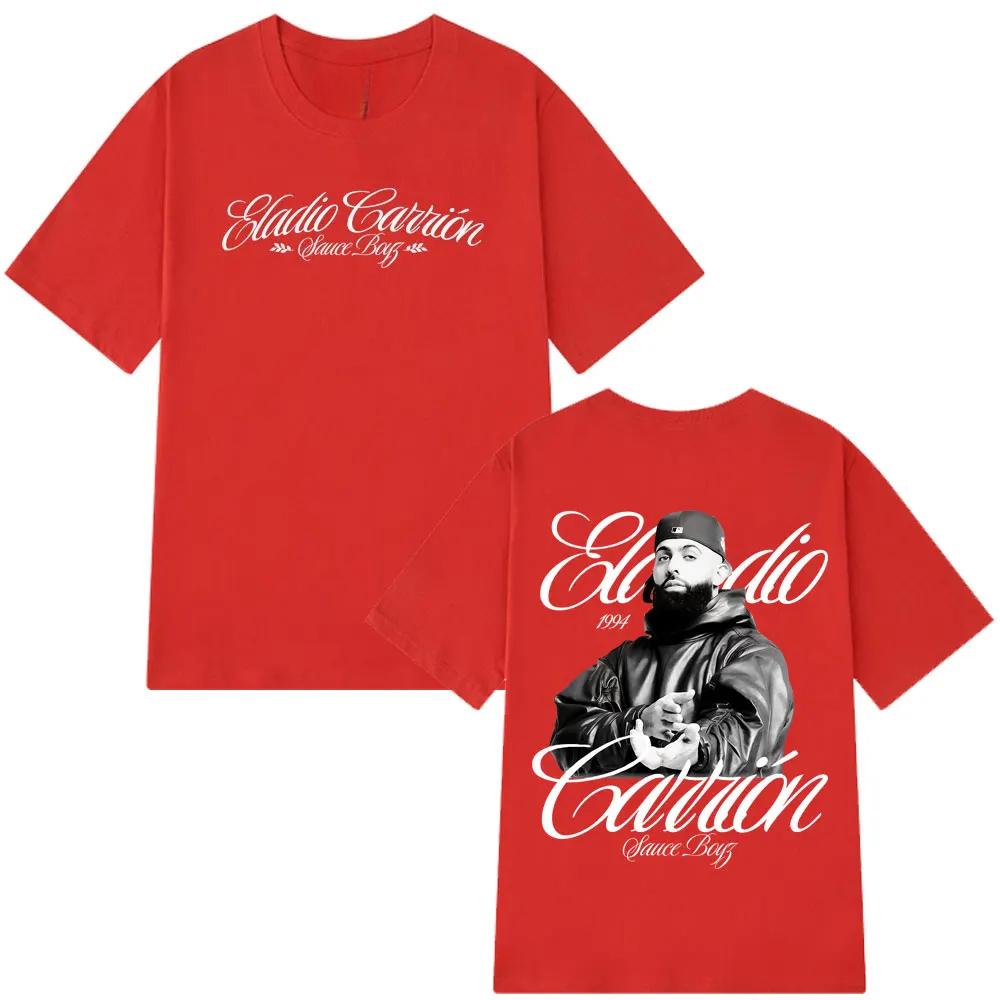Rappeur Eladio Carrión Sauce Boyz Tournée 2026 T-shirt Album Hommes Femmes T-shirts Vintage Manches Courtes Hiphop Punk Streetwear