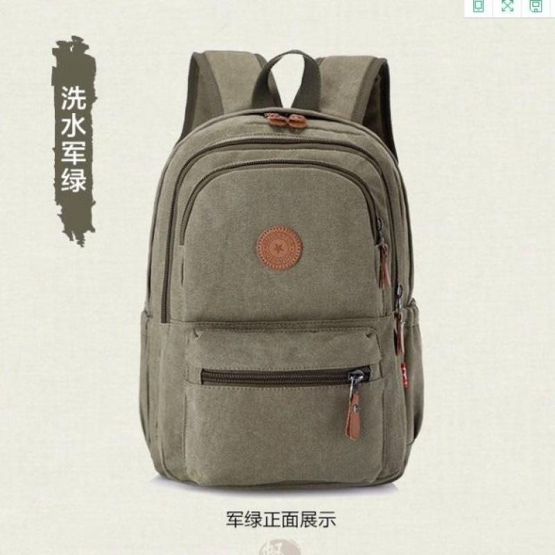 Schoolbag Thickened wear-resistant canvas backpack Unisex large-capacity luggage bag Denim fabric retro college student schoolbag