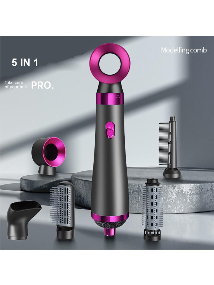 

Hot Air Brush 5 In 1 Home Use Multi-functional Hair Dryer Styler Curler Straightener Comb, 5-in-1 Hair Styling Tool Set Air Com EU фіолетовий