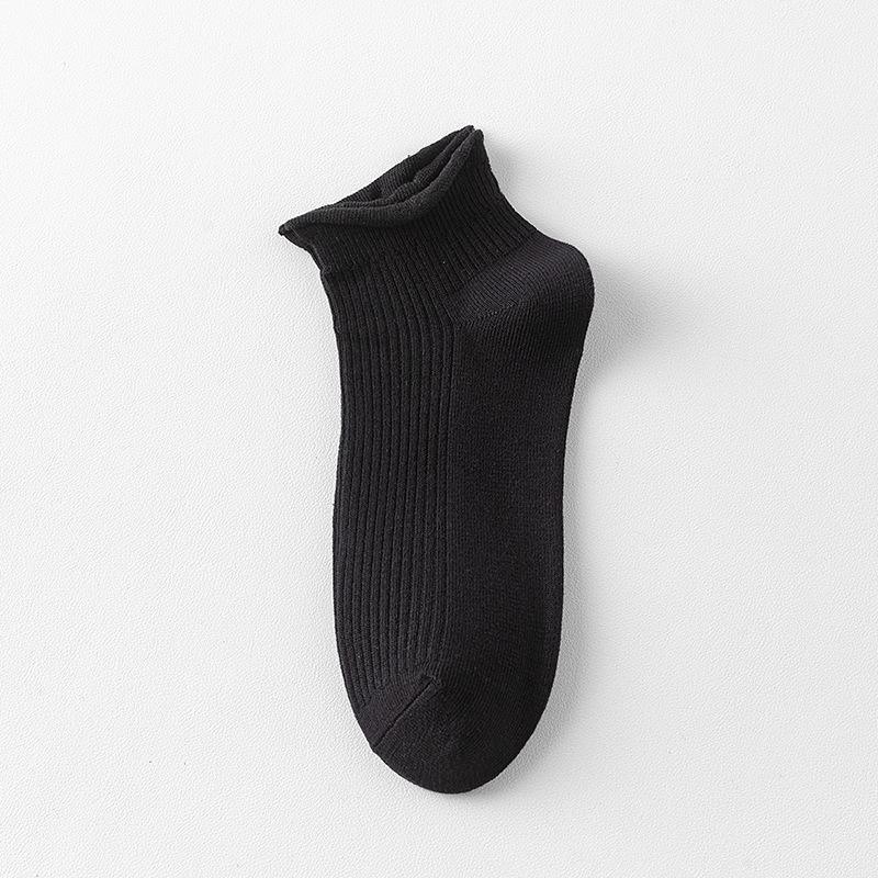 

Женские короткие носки с отворотом для весны и лета, тонкие однотонные хлопковые носки, простые и универсальные, сетчатые дышащие короткие носки 1 pair чёрный