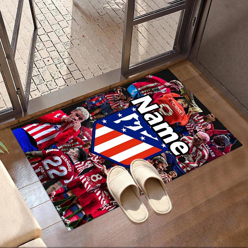 Benutzerdefinierter Name Personalisierter Atletico Madrid Druckteppich, Vielseitiger Heimdekorations-Teppich, für Spielzimmer, Wohnung, Balkon, Eingangsbereich, Flur Geschenk