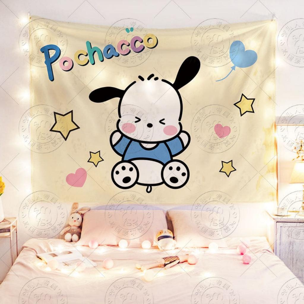 Sanrio Cartoon Hanging Cloth Cute Pacha Dog Tapestry Ins Healing Laurel Dog Childrens Room Decorative Curtain Background Cloth