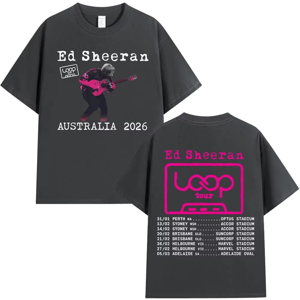 Ed Sheeran Loop Tour Austrálie 2026 Merch z turné Trička Dárky pro fanoušky Pánská Dámská Móda Hip Hop Tričko Bavlněná Oversized Trička