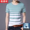 Hengyuanxiang Men's Striped Mercerized Cotton T-Shirt