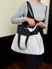 Korean Polka Dot Pleated Canvas Tote Bag - Women's Summer Sweet Style, Single Shoulder, Large Capacity