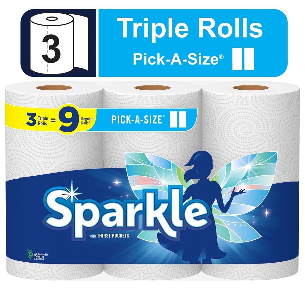 

Pick-a-Size Paper Towels 3 Triple Rolls Strong Absorbent 2-Ply Perforated Sheets Ideal Cleaning Household Messes Kitchen DIY United States