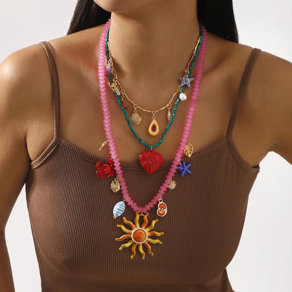 Bohemian Style Ocean Series Rice Bead Necklace For Women Personalized Summer Beach Style Necklace