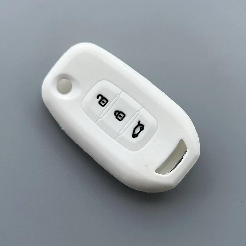 Siliconen Auto Sleutel Auto Hoesje Cover voor Renault Kadjar 3 Knops Klapbare Sleutel Hoesje Cover Shell