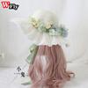 Harajuku Women Girls Summer Wide eaves Straw Hats Beach Sun Hat Sweet Lolita Lace Flower Straw Hat ladies sunhat Handmade