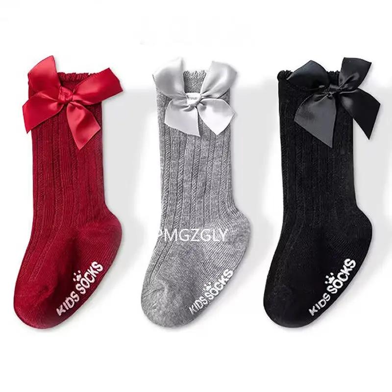 

3 пары детских носков-сеток до колена с бантами в королевском стиле для девочек, детские носки-гольфы с бантами, детские ажурные носки 0 to 1 year