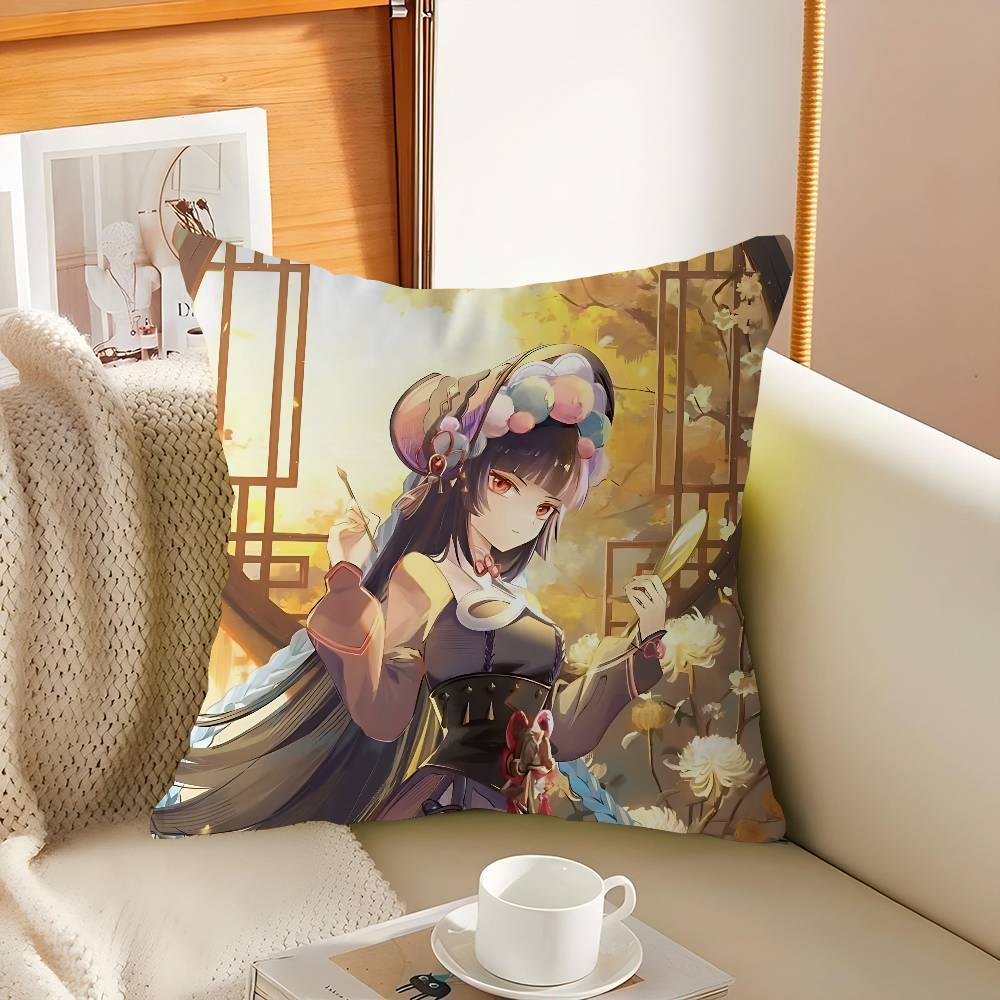 Genshin Yun-Jin Cushion Cover Pillow Cover Decor Pillowcase Printed Cushion Case For Couch