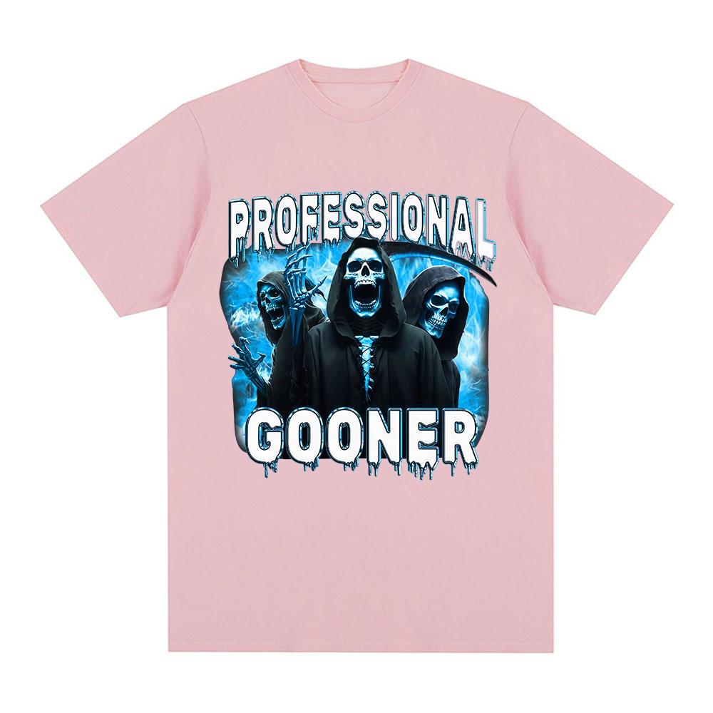 Professional Gooner Offensive Funny Skeleton Meme T Shirts Goon Sexual Joke Party Summer T-shirts Unisex Fashion Cotton Tees