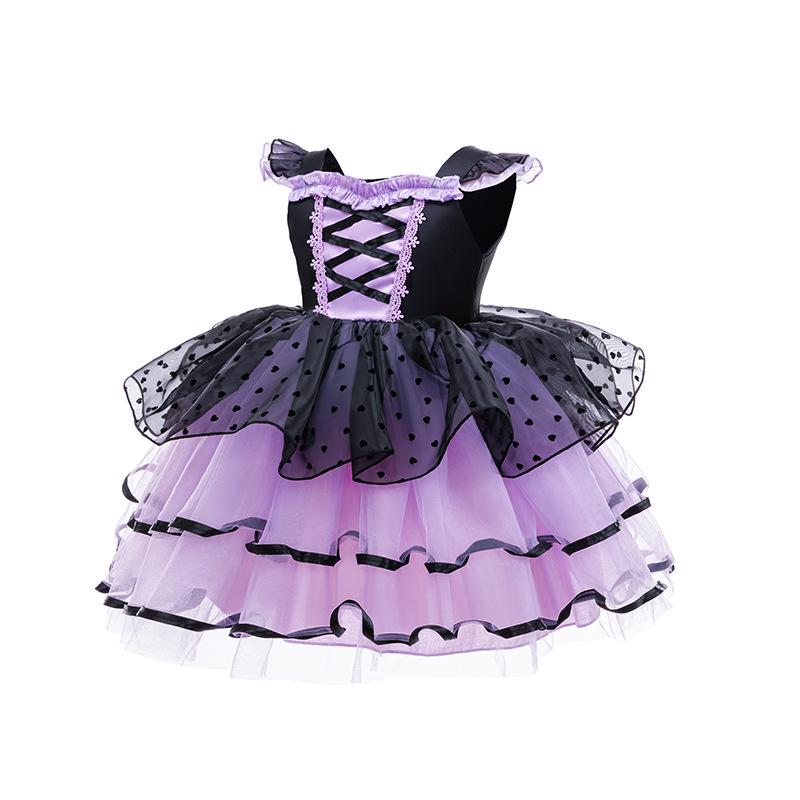 Girls' Halloween Black & Purple Lolita Princess Dress - Sweet & Cool Style Puffy Holiday Dress