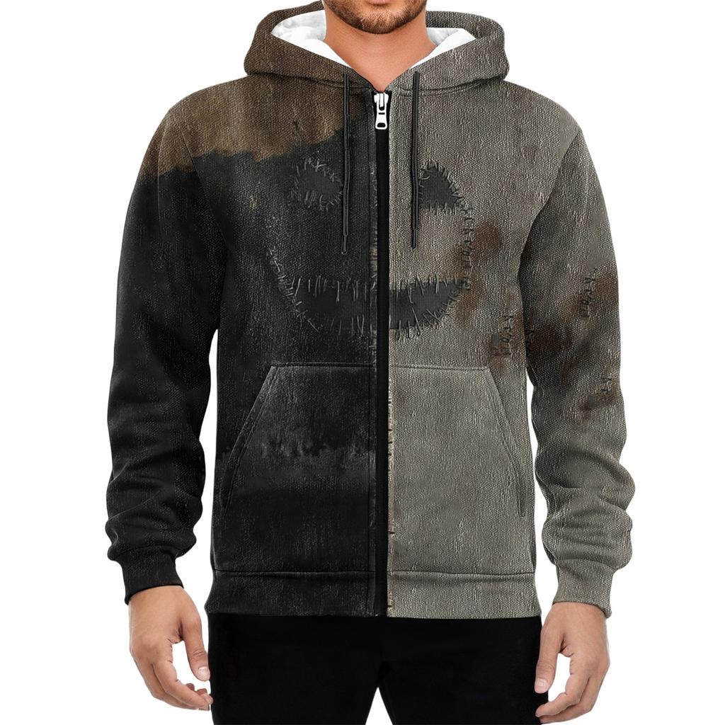 Men's Casual Long-Sleeved Zippered Hooded Sweatshirt Jacket