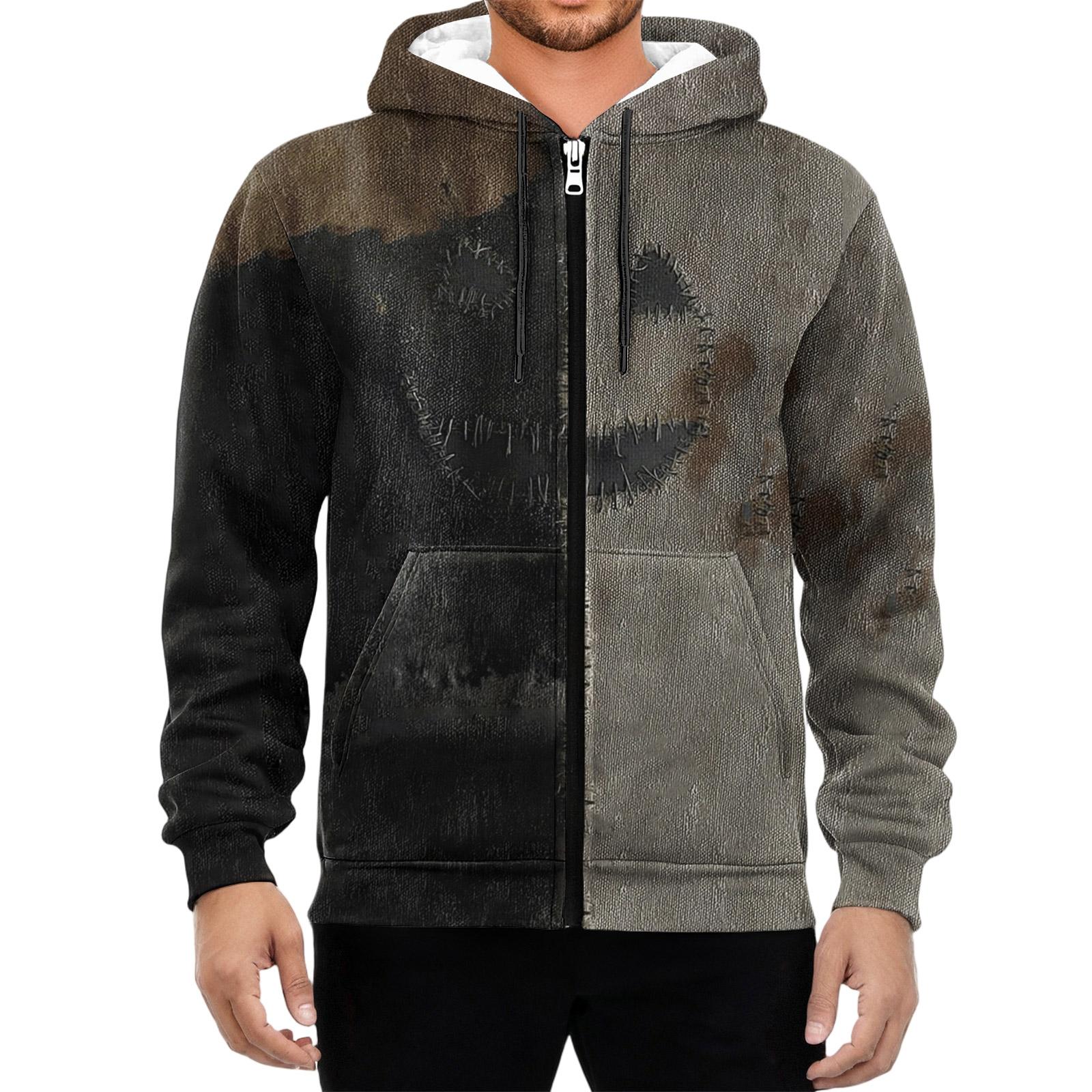 

Мужская повседневная толстовка с капюшоном на молнии с длинными рукавами XL