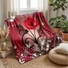 Red Butterfly and Rose Theme blanket Lightweight Warm Flannel Blanket Decorative Throw Blanket for Home Decoration
