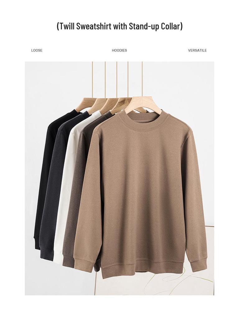 Women's Heavyweight Fleece Stand-Up Collar Sweatshirt - High-Elasticity, Warm, Loose Fit Base Layer for Autumn/Winter