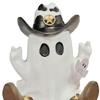 Halloween Cowboy Ghost Statue Cute Ghost Walking Dog Resin Crafts Tabletop Ornaments for Indoor Outdoor Halloween Decoration