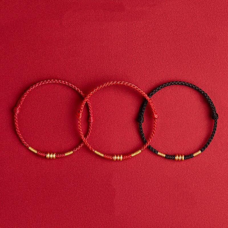 Red String Handmade Woven Bracelet Lucky Charm Adjustable Bracelet Good Fortune Bangles Couple Best Friends New Year Gift