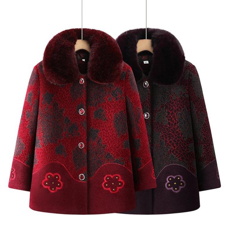 Grandma Mink Fleece Coat Fleece Thickened Medium Elderly Winter Padded Jacket Women's Clothes Mom Mother-in-law Autumn Jacket