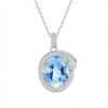 Women's 925 Sterling Silver Oval Necklace, Pave Setting Natural Topaz Crystal Pendant, Elegant Luxury Jewelry
