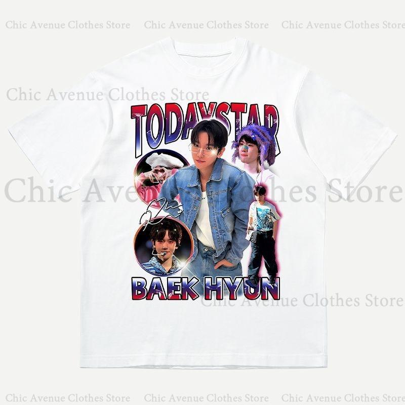 Kpop BAEK HYUN Print Tshirt for Fans Streetwear Fashion Tshirt for Women Womens Tshirt Women Top Casual Tees S