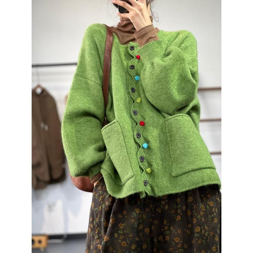 Dimanaf Winter Plus Size Autumn Women Solid Buttons Sweaters Jacket Knitting Fashion Oversize Casual Style Loose Cardigan Sweater