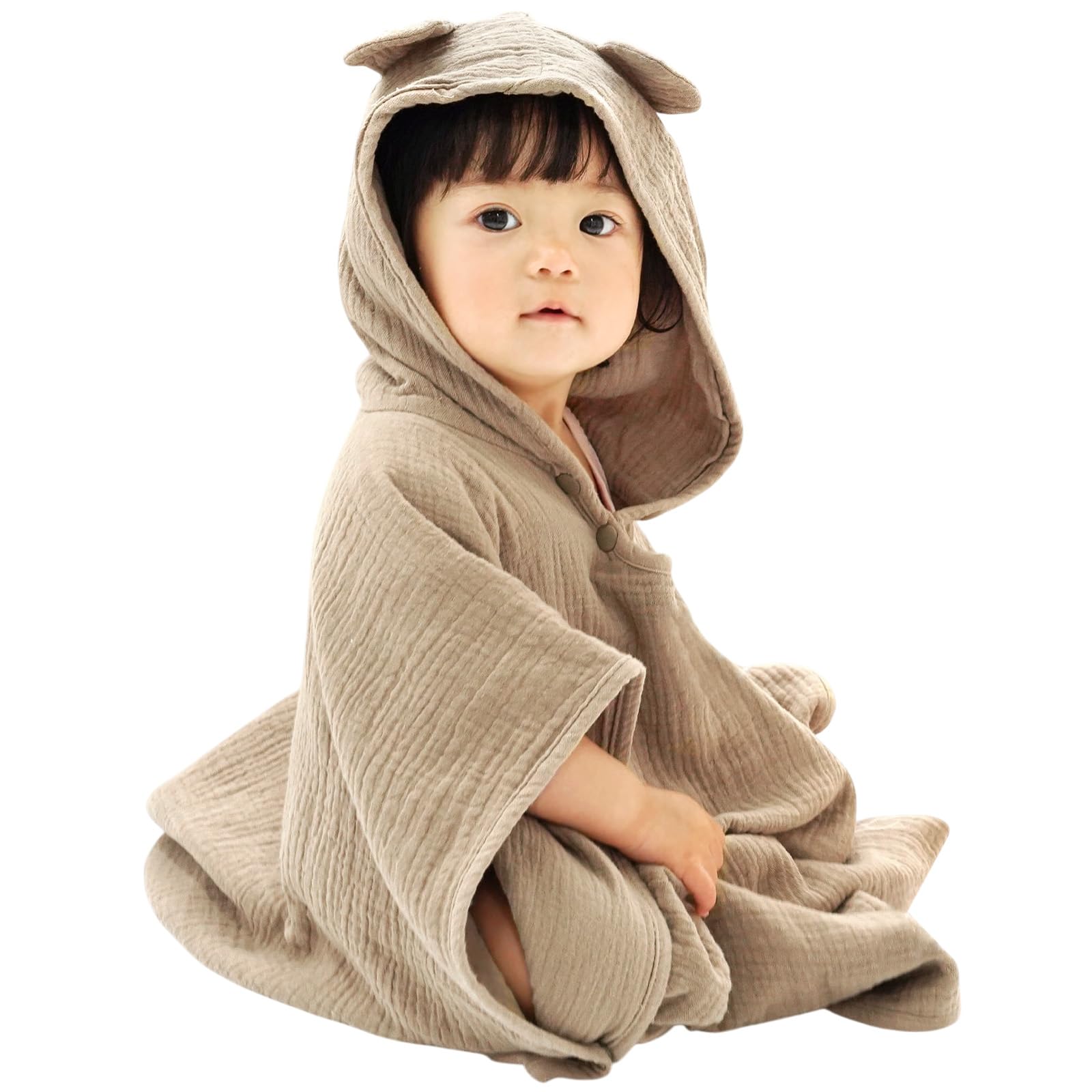 

для Быстро полотенце медведь с капюшоном детское банное полотенце [atRise] [Отлично для ванн/бассейнов/игр в воде] впитывающее, 4-слойная марля, 100% хлопок, пончо, халат, детский,