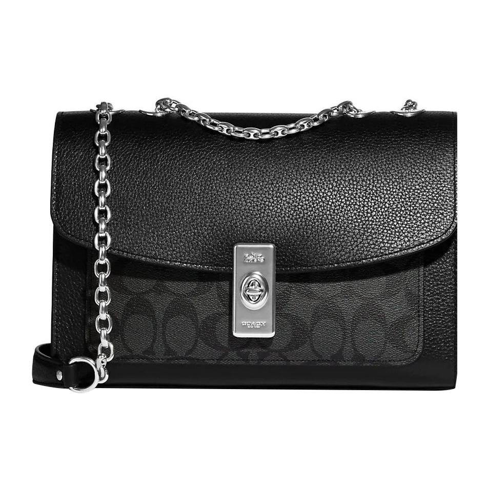New COACH Lane Cow Leather Crossbody Bag Shoulder Bag Women's Black CC330-SVTSQ